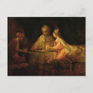 Cartão Postal Ahasuerus, Haman e Esther, c.1660