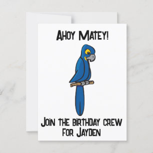 Cartão Postal Ahoy Matey Pirate Parrot Cartoon, Pássaro Macaw En