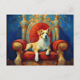 Cartão Postal AI Cão Trono