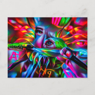 Cartão Postal Aicmofobia: Arte Surrealista Vibrante