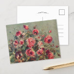 Cartão Postal "Ainda a vida", Rosas de Vargemont | Renoir<br><div class="desc">Ainda com vida,  Rosas de Vargemont (1882) pelo impressionista francês Pierre-Auguste Renoir. A pintura de arte retrata uma abstrato impressionista de rosas. Use as ferramentas de design para adicionar texto personalizado ou personalizar a imagem.</div>