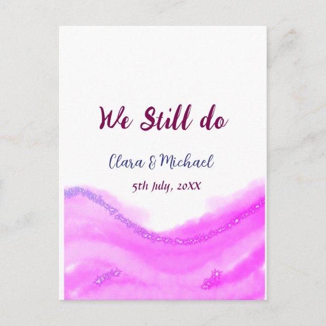 Cartão Postal Ainda fazemos glitter de aquarela rosa roxo brilho (Frente)