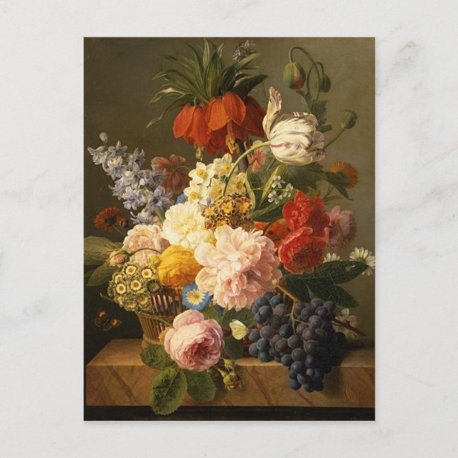 Cartão Postal Ainda vida com flores e fruta, 1827 (Frente)