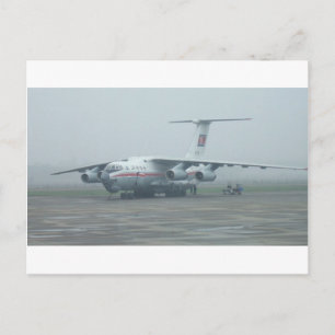 Cartão Postal Air Koryo no aeroporto de Pyongyang DPRK Il-76 TD