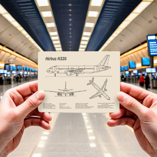 Cartão Postal Airbus A320 - Desenho de Plano de Aeronave Planos