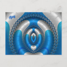 AJAY Bright!~ Blue White 3D Design Fractal ~