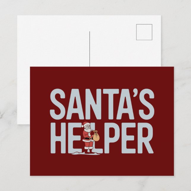 Cartão Postal Ajuda do Papai Noel Natal (Frente/Verso)