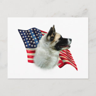 Cartão Postal Akita Flag; Patriotic Akita; Akita American Flag