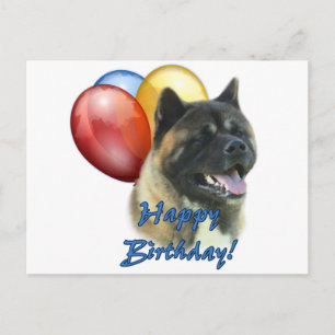 Cartão Postal Akita Happy Birthday Balloons