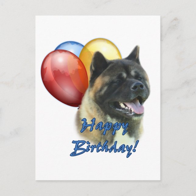 Cartão Postal Akita Happy Birthday Balloons (Frente)