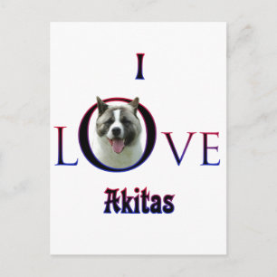 Cartão Postal Akita I Love