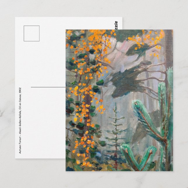 Cartão Postal Akseli Gallen-Kallela - Floresta do outono (Frente/Verso)