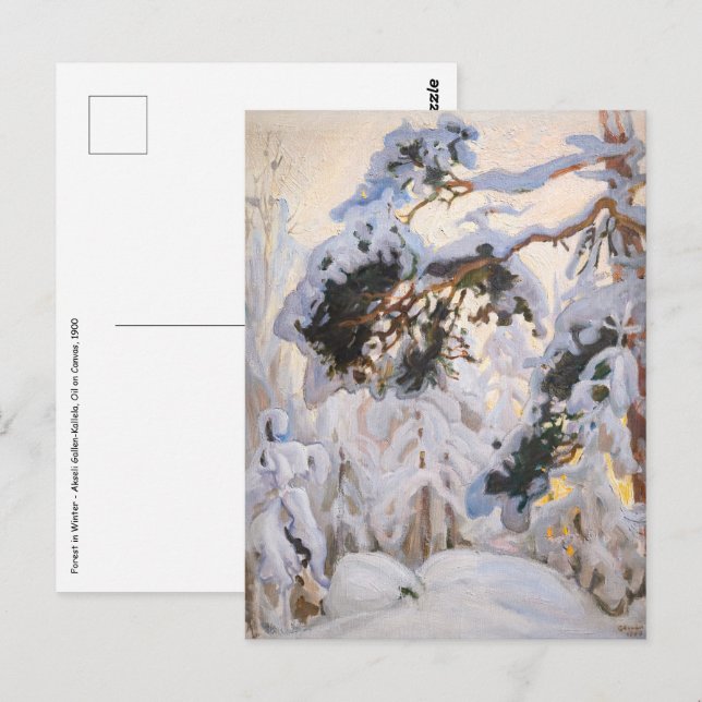 Cartão Postal Akseli Gallen-Kallela - Floresta no inverno (Frente/Verso)
