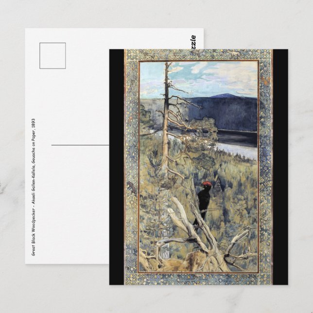 Cartão Postal Akseli Gallen-Kallela - Pica-Pau Negro Excelente (Frente/Verso)