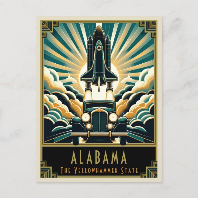 Cartão Postal Alabama | Art Deco (Frente)