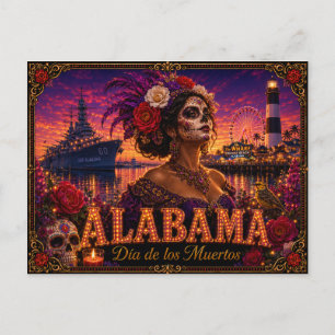 Cartão Postal Alabama Dia dos Mortos Retro
