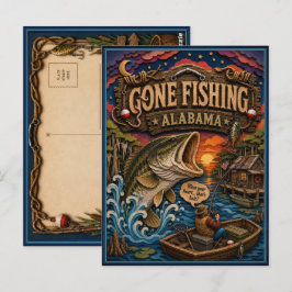 Cartão Postal Alabama Gone Fishing Robalo