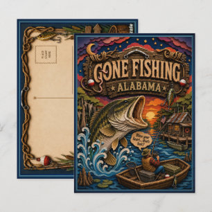 Cartão Postal Alabama Gone Fishing Robalo