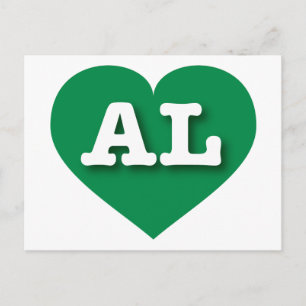 Cartão Postal Alabama Green Heart - Eu amo AL