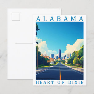 Cartão Postal Alabama Heart of Dixie USA Viagem Place