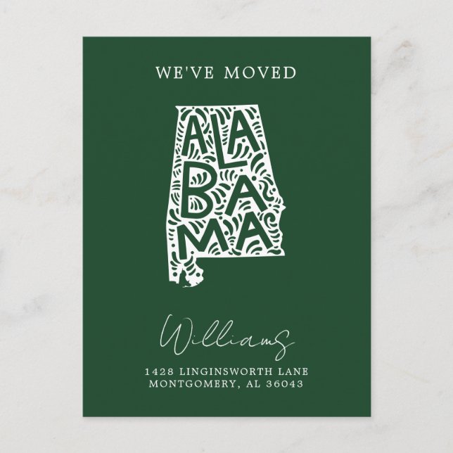 Cartão Postal ALABAMA | Mudança de endereço (Frente)