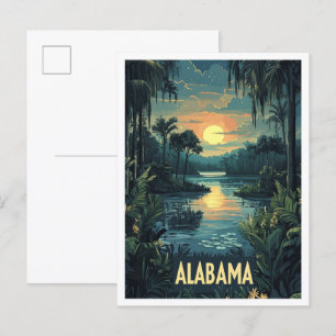 Cartão Postal Alabama USA Art Vintage Illustration Viagem