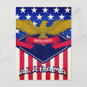 Cartão Postal Alabama USA Flag