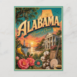 Cartão Postal Alabama Viagem Retro Lembrança