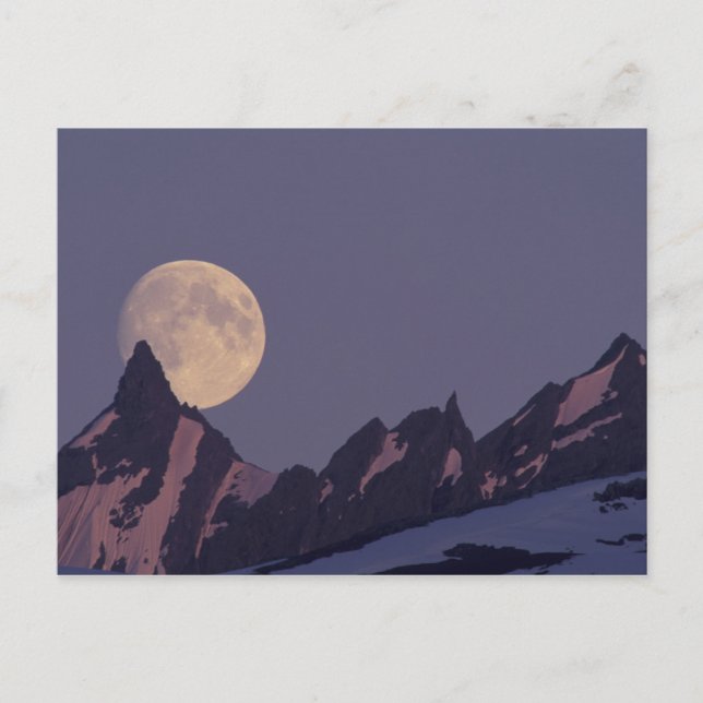 Cartão Postal Alasca, Montanhas Chugach Lua cheia nasce (Frente)