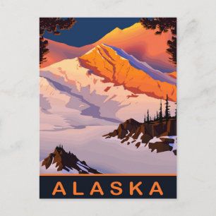 Cartão Postal Alasca, Montanhas cobertas de Neve, Viagem