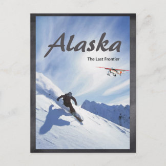 Cartão postal Alaska avião de esqui montanha