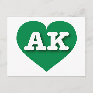 Cartão Postal Alaska Green Heart - Eu amo AK