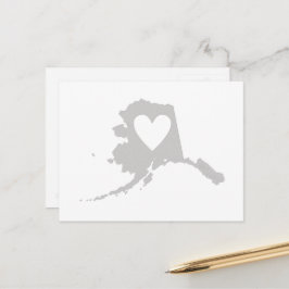 Cartão Postal Alaska Map Shape Cinza Coração no Alaskan