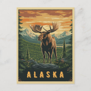 Cartão Postal Alaska Moose - Vintage Wilderness