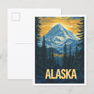 Cartão Postal Alaska USA Art Vintage Viagem