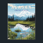 Cartão Postal Alaska Viagem Art Vintage<br><div class="desc">Viagem do Alaska retro vetor design. Esta arte retrô-estilo viagem,  com sua mistura de cores ousadas e atração vítrea,  foi projetada para inspirar um senso de aventura.</div>