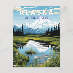 Cartão Postal Alaska Viagem Art Vintage
