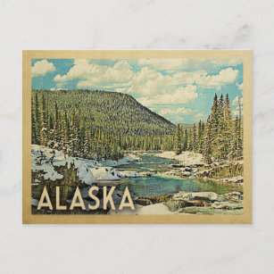Cartão Postal Alaska Viagens vintage Snowy Winter Nature