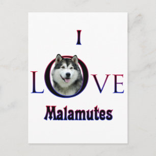 Cartão Postal Alaskan Malamute I Love