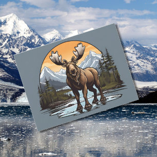 Cartão Postal Alaskan Moose em pé na água