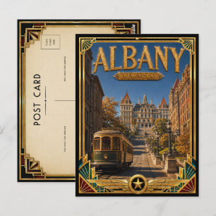 Cartão Postal Albany Nova York Arte Deco Vintage Era de Ouro