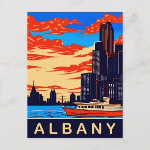Cartão Postal Albany, Rio Hudson, NY, Viagem