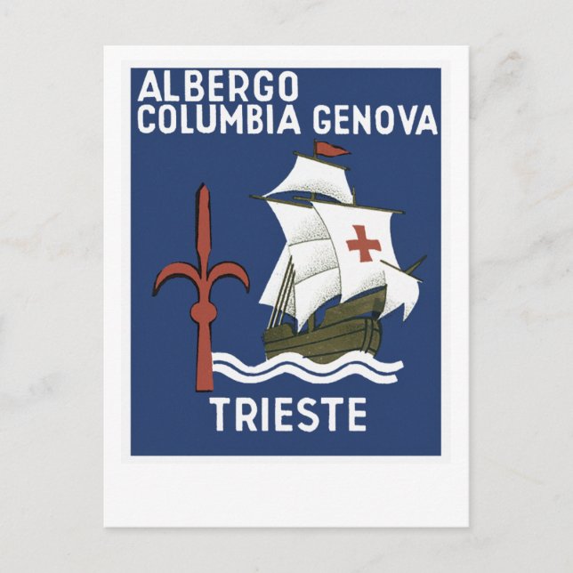 Cartão Postal Albergo Columbia Genoa ~ Trieste (Frente)