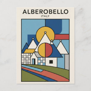 Cartão Postal Alberobello Itália casas Trulli Viagem abstrata