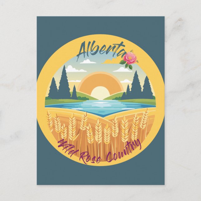 Cartão Postal Alberta: País Rosa selvagem (Frente)