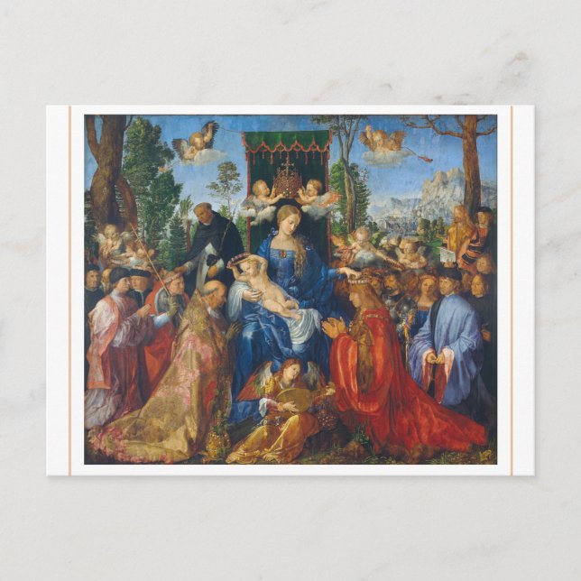 Cartão Postal Albrecht Dürer 1506 Banquete do Cartão-Postal Rosá (Frente)