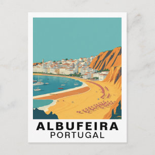 Cartão Postal Albufeira, Portugal Arte de Viagem Retro Europeu