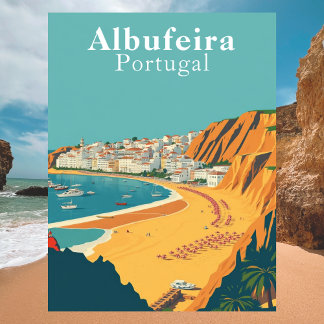 Cartão Postal Albufeira, Portugal Arte Retro Europeu