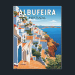 Cartão Postal Albufeira Portugal Viagem Arte Vintage<br><div class="desc">Albufeira design de viagem retro vetorizado. Albufeira é uma cidade costeira no sul da região do Algarve em Portugal. É uma antiga vila de pescadores que se tornou um grande destino de férias.</div>