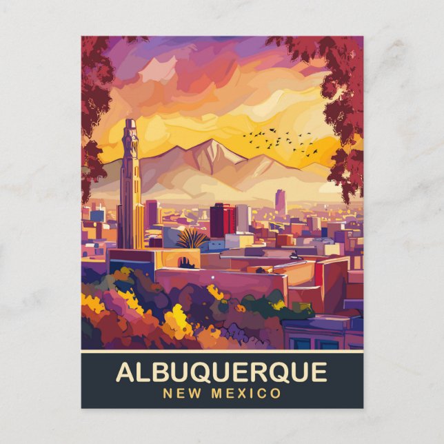 Cartão Postal Albuquerque, Novo México, Cidade Skyline, Viagem (Frente)